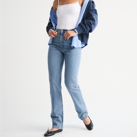 Abercrombie & Fitch 90s Light Blue Straight Leg Jeans - Picture 1 of 4